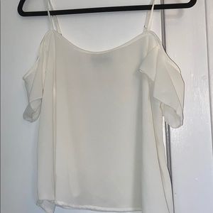 never been worn!! white cold shoulder top